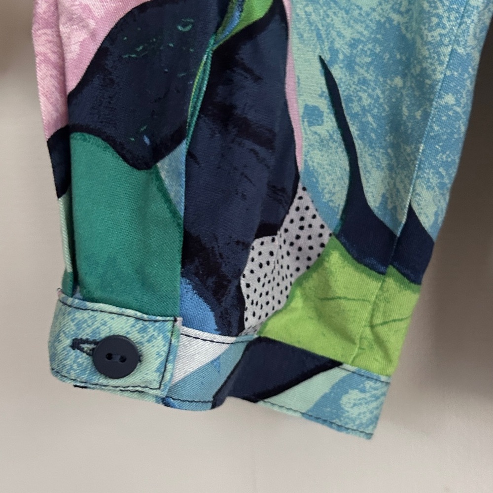 NIC+ZOE Colorful Abstract Popover Statement Blouse Breathable Artsy Office Top M - Picture 11 of 14